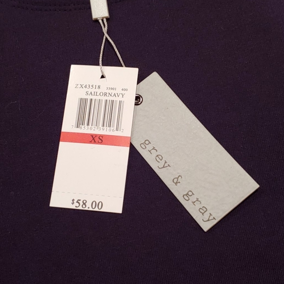 NWT Navy Bell Sleeve Grey & Gray Top - XS - Picture 4 of 4